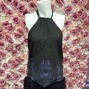 Elegant Black and Purple Women's Halter Top NWT